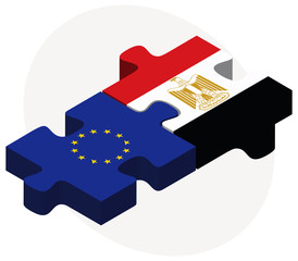 European Union and Egypt Flags in puzzle