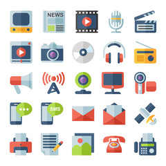 Media and Communication Flat icons