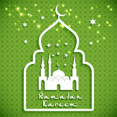 Eid Mibarac abstract vector background on green.