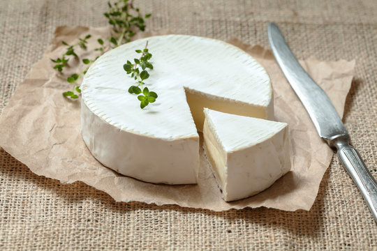Camembert cheese, sliced round creamy traditional Normand French