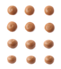 Toffee chewing candies isolated