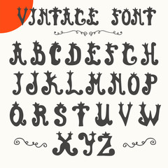 Hand drawn vintage font. Vector alphabet
