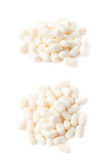 White mint dregee candies isolated