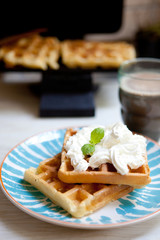 Waffles. Selective focus 