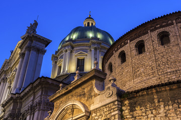 Fototapeta premium Old and new cathedrals in Brescia, Italy