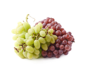 Branches of the dark and white grapes isolated