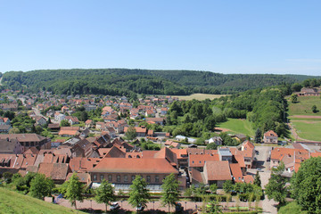 Fototapeta na wymiar Vu panoramique sur la ville de Bitche Lorraine France