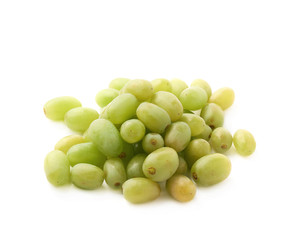 Pile of multiple white grapes isolated