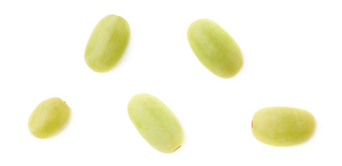 Five single white grapes isolated