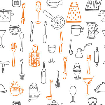 Seamless pattern with kitchen utensil