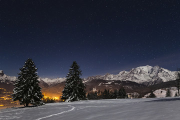 Mountain landscape at night