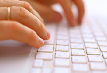 Closeup of typing male hands