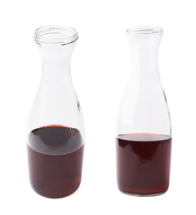 Half filled bottle of wine isolated