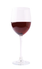 Glass filled with the red wine isolated
