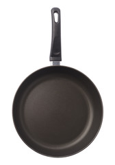 Black metal frying pan isolated