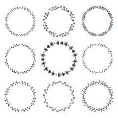 Set of  hand-drawn vector wreaths