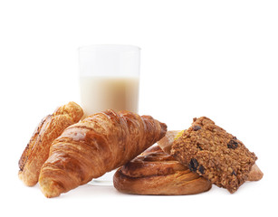 Glass of milk and pastry