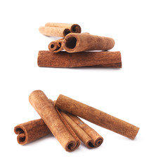 Pile of cinnamon sticks isolated