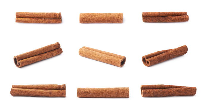 Multiple single cinnamon sticks