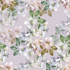 Flowers apple  seamless pattern