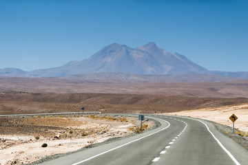 Desert road in Chile, South-America