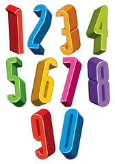 3d extra tall numbers set made with round shapes.