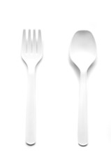 Plastic spoon and fork