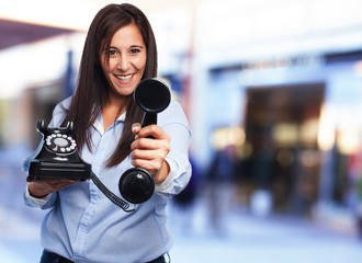 happy young-woman with telephone