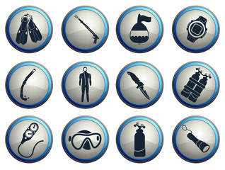 Diving icon set