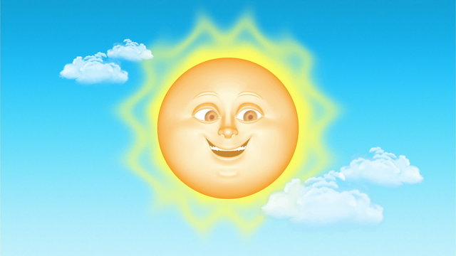 3D cartoon sun, seamless loop.