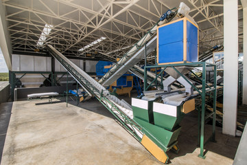 View of a modern processing unit machinery for olive oil.
