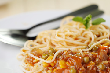  spaghetti on white dish