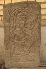 carved stone panel in the Azerbaijan museum in Tabriz, Iran