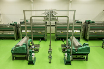 View of a modern processing unit machinery for olive oil.