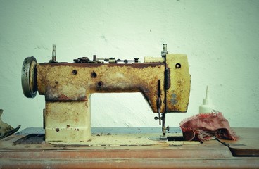 Grunge vintage sewing machine.