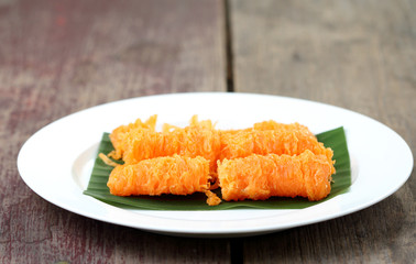 Thai dessert,golden threads.