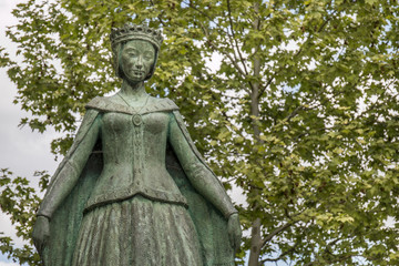 Statue of the Queen Dona Leonor de Avis located in Beja, Portugal.