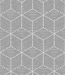 Geometric seamless pattern, endless black and white vector regul