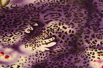 texture of print fabric striped leopard and flower for backgroun