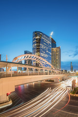Long exposure of night traffic on Sathorn district,Bangkok.