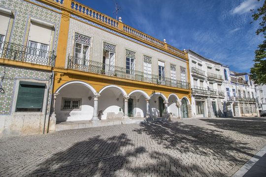 View of typical building architecture of the city of Beja, Portugal.