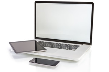 Fototapeta premium modern computer devices - laptop, tablet pc and smartphone