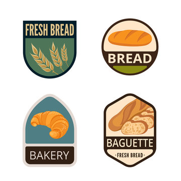 Bakery Vintage Labels vector icon design collection. Shield bann