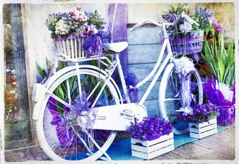 Papier Peint photo Lavable Fleuriste vélo floral vintage - photo artistique