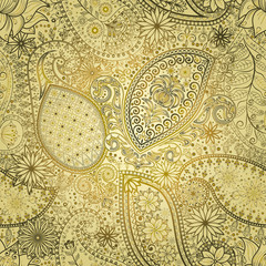 Vintage floral motif ethnic seamless background.