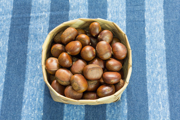 Chestnut in bamboo basket.
