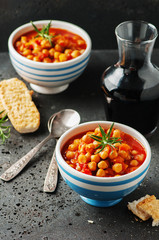 chick-pea with tomato, carrot and rosemary