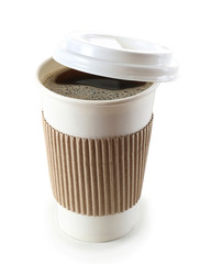 Paper cup of coffee isolated on white