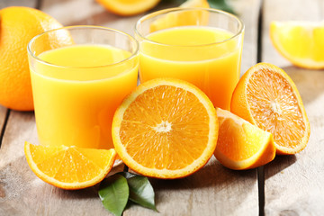Orange juice on table close-up