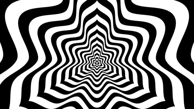 Entrance to the monochrome triangle tunnel with wave edges.